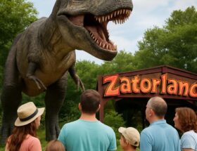 Sekundy przed rykiem! Spotkanie z Tyranozaurem w Parku Ruchomych Dinozaurów Zatorland